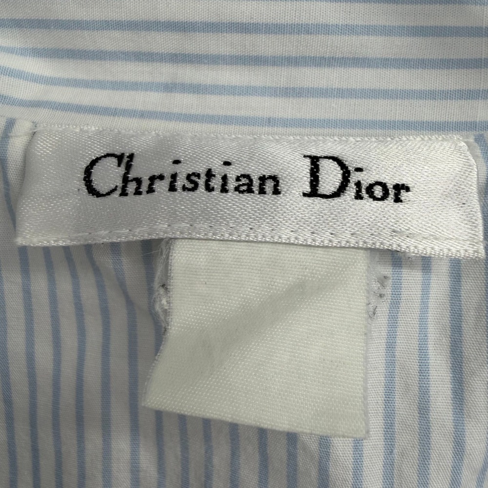 VTG Christian Dior Blue Striped Pajama Set Size S Monogram Long Sleeve Top Pants - Picture 3 of 13